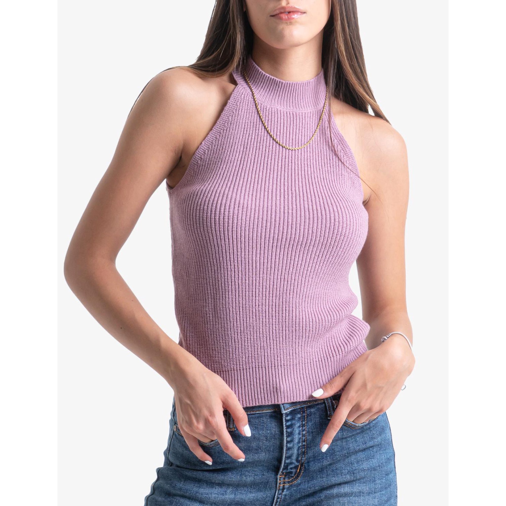 Blusa básica cuello halter Balam, 0088 (Lila) lila G Roman Fashion  BL-BAL-0088-LILA