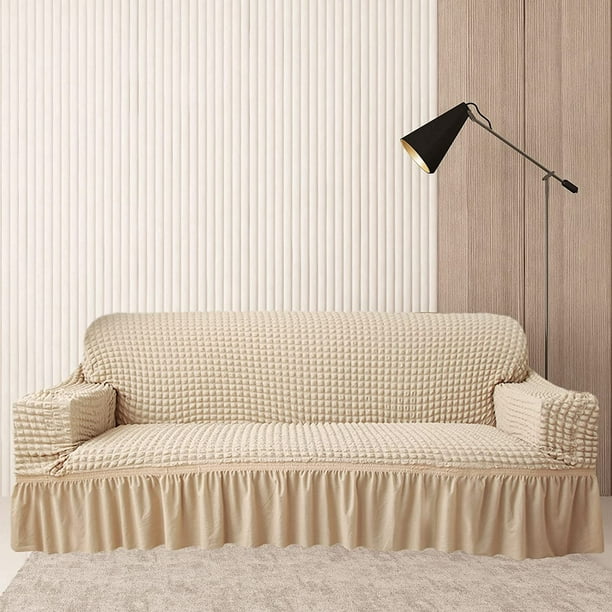 Funda sofá 2 plazas funda sofá elástica beige con 1 funda de almohada JAMW  Sencillez