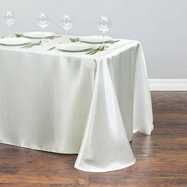 Mantel rectangular de poliéster lavable de 150 x 200 cm, ideal para mesa de  bufé, fiestas, vacaciones, cenas, bodas, color blanco : : Hogar y  cocina