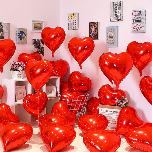 JARTTY 20 globos con forma de corazón, color rojo, (colores metálicos),  globos de helio, corazones, globos con forma de corazón, globos rojos,  bodas, día de San Valentín, cumpleaños : : Hogar y