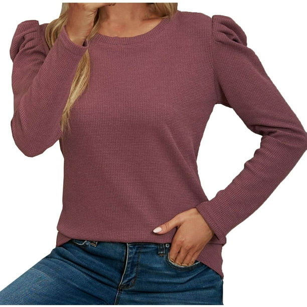 Camisas Para Mujer Camisetas de Gran Tamaño Manga Larga Casual Moda Panel  Plisado Cuello Redondo Sué Odeerbi ODB136070