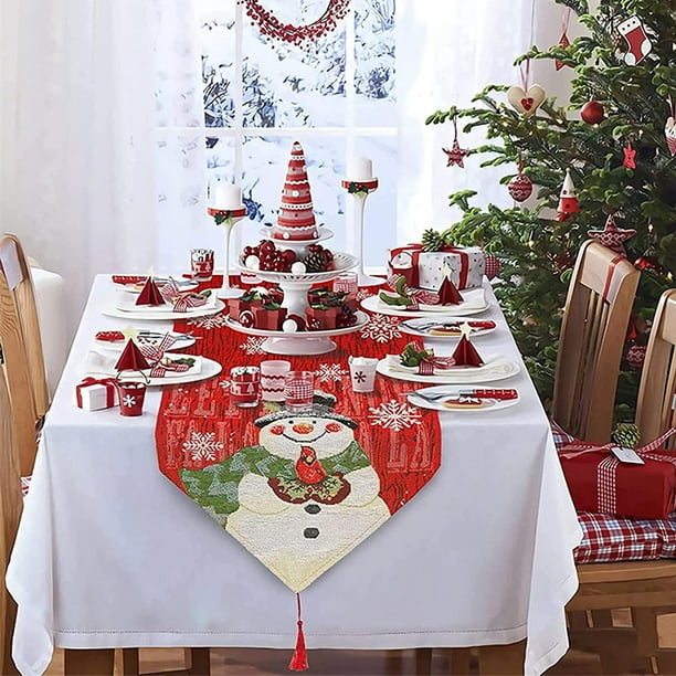 Camino de mesa de Navidad, camino de mesa rústico de alce de copo de nieve  de Navidad para fiesta de cumpleaños festiva, mesa de cocina, decoración  del hogar Zhivalor WMZL-2210-3