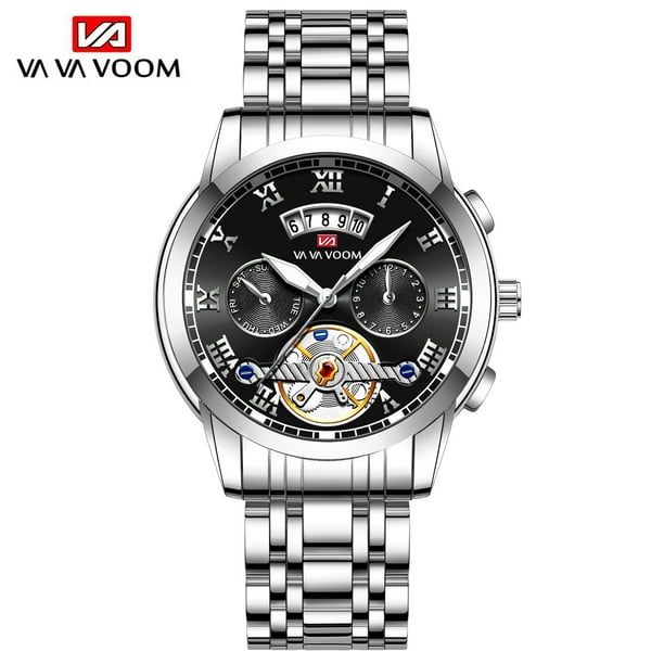 Reloj de acero inoxidable para hombre - Reloj de lujo luminoso, resistente  al agua, cuarzo plateado