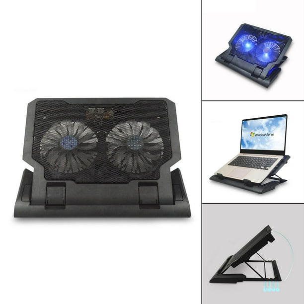Almohadilla de enfriamiento para laptop con altura ajustable, dos  ventiladores de 5.1 pulgadas, 2 puertos USB, adecuados para portátiles de  12 a 15.6
