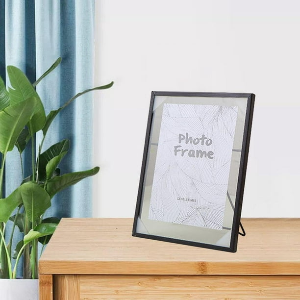 KINLINK Marcos de fotos A5 color blanco, 5.8 x 8.3 pulgadas con vidrio  real, marcos de fotos de madera compuesta para mesa y exhibición de montaje  en