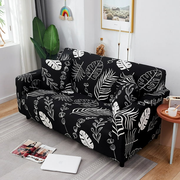  Funda elástica para sofá de 3 cojines, 1 funda de sofá de color  liso para salón, funda de sofá lavable para muebles, color negro, de 92 a  118 pulgadas : Hogar y Cocina