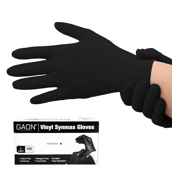 guantes de vinil libre de latex y nitrilo vinyl no esteril negro kit 100 mediano gaon guantes de vinil