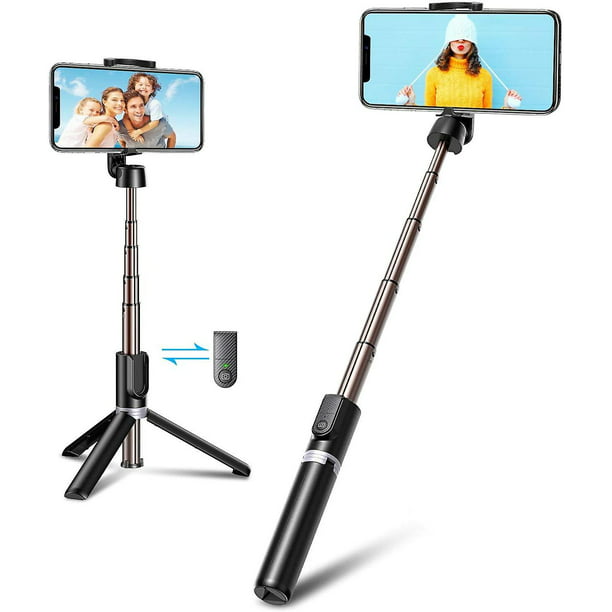 Selfie Stick Bluetooth con disparador, 3 en 1 mini selfie stick trípode,  oso de fresa Hogar