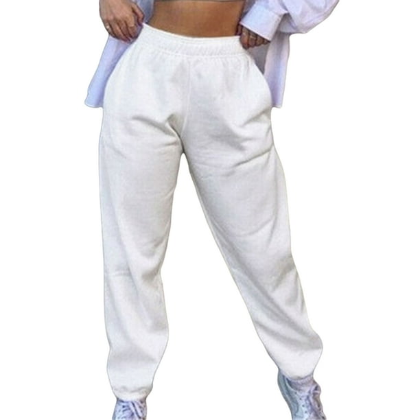 Pantalones de chándal Inferiores para Mujer, Pantalones de chándal,  Pantalones de salón de Yoga de Cintura Alta con Bolsillos Anchos Mujer