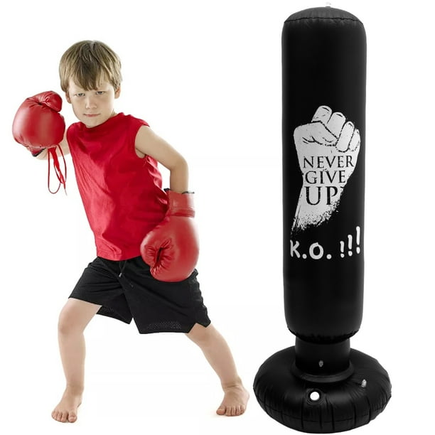 Muyoka Saco de boxeo inflable para niños de 63 ", saco de boxeo inflable para entrenamiento con peso grueso, de inflable para saco de boxeo de pie para aliviar