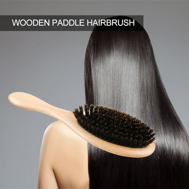 Juego de cepillo de cabello, de cerda de jabalí, para mujeres y hombres,  diseñado para cabello fino y normal, agrega brillo y mejora la textura del