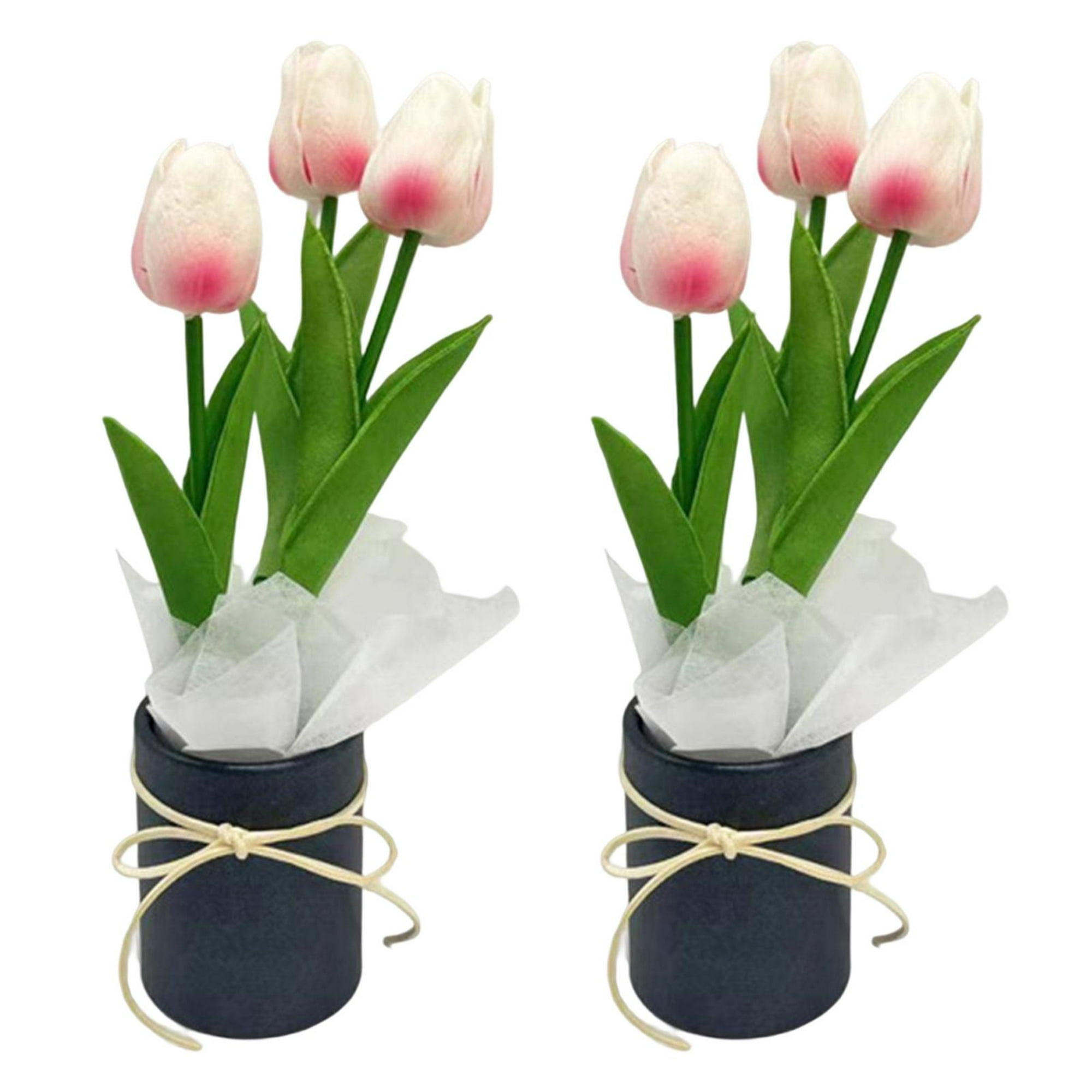 Ramo de tulipanes artificiales, centro de floreciente de bricolaje,  primavera para jardín Rosa Zulema Flores de tulipanes falsos