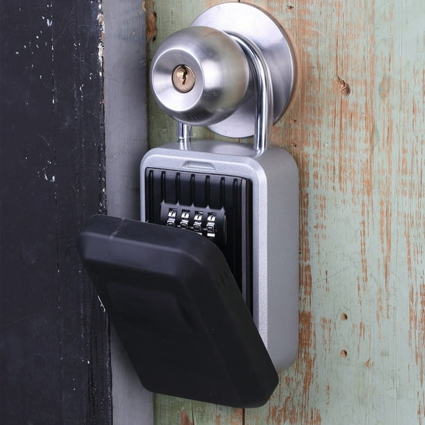 Caja para llaves de seguridad montada en la pared con combinación de 4  dígitos, Caja para llaves para exteriores de gran tamaño con asa, Caja para  llaves con combinación de códigos (negro)