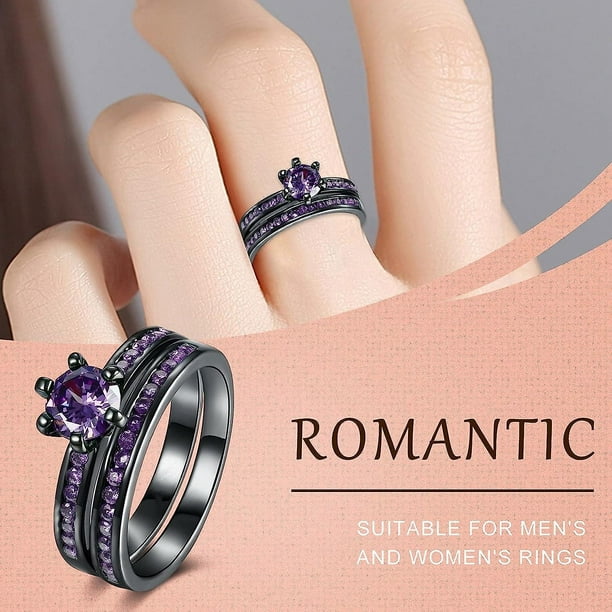Anillos de boda para mujer, anillos de compromiso con la dedo, simulación  de diamantes y circonitas apilables, joyería para mujer, joyería para uso