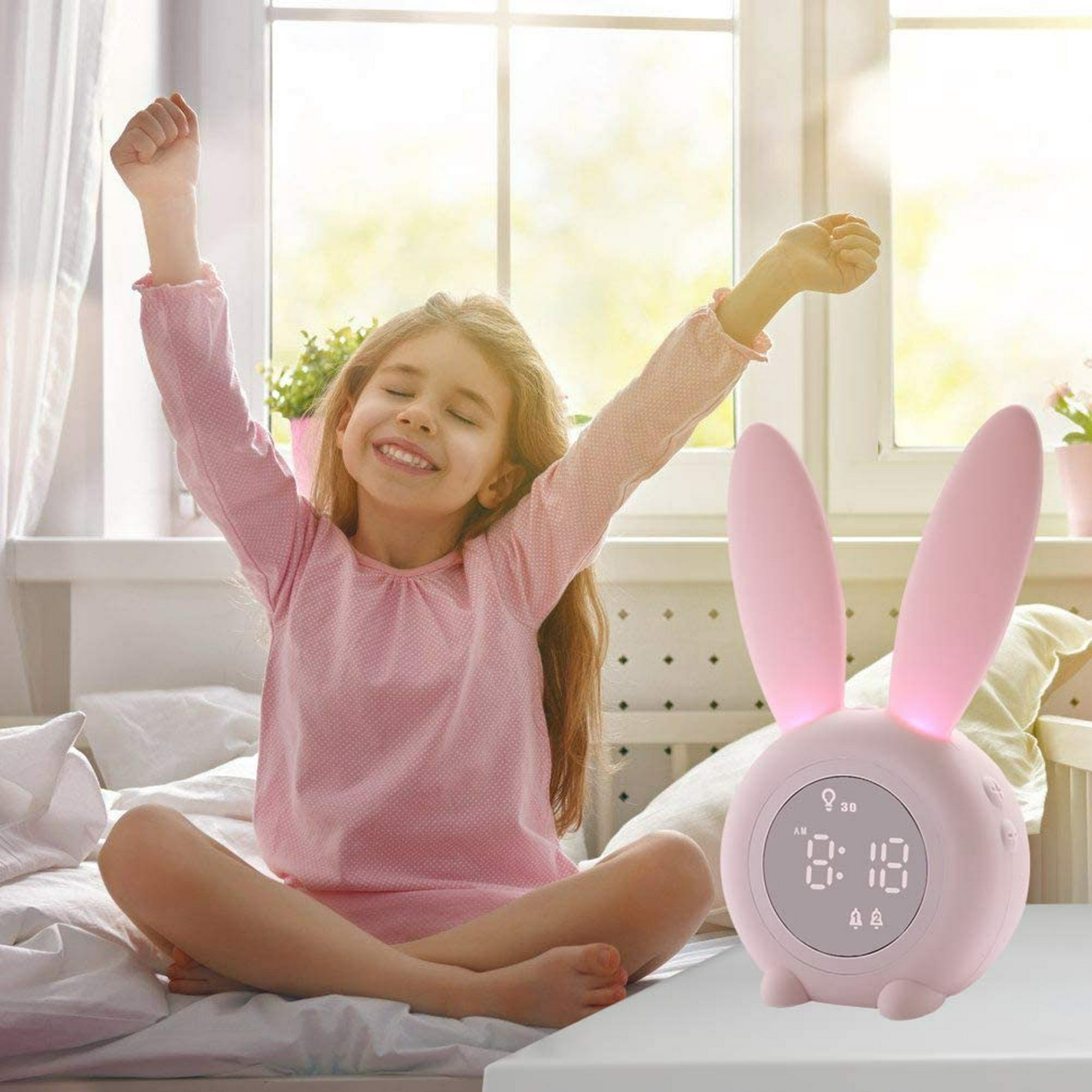 1 pieza de reloj despertador para niños, luz LED Digital, reloj despertador,  luz nocturna, niña, niñ JAMW Sencillez