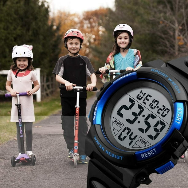 Reloj digital deportivo para niños a prueba de agua con temporizador de  alarma EL Backlight-- BANYUO Electrónica