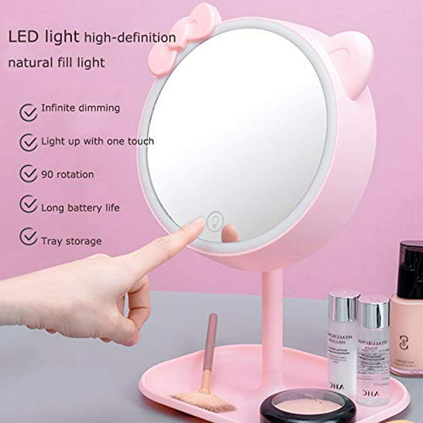 Espejo Maquillaje Luz Led Touch Usb Regulable Color Rosa Color Del