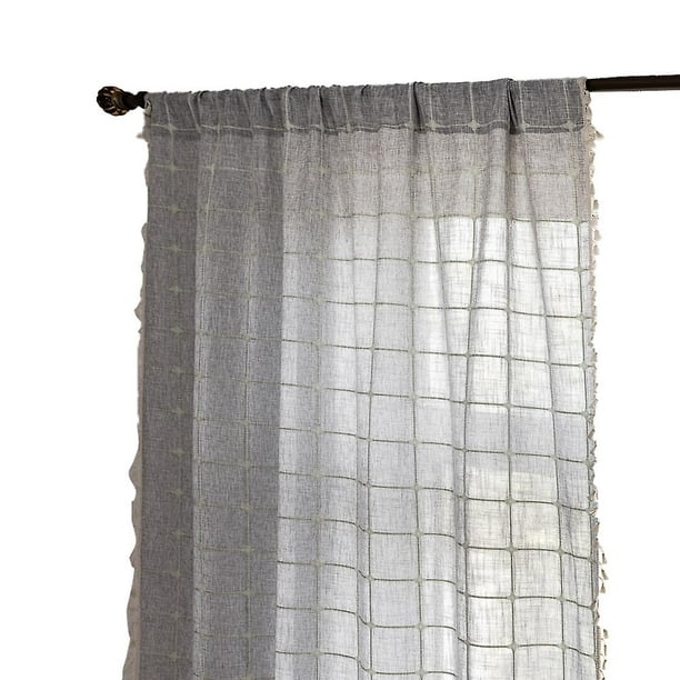 Cortina oscura de lino y algodón a cuadros bordada, cortina semiopaca de  granja YONGSHENG 8390605726293