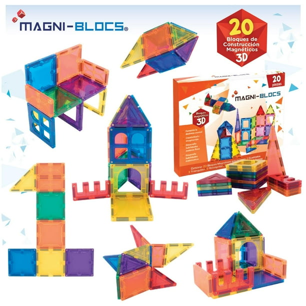 Juegos de Bloques Magneticos para Niños Premium - Bolsa de Guardado - Magni  Blocks - Bloques para Niños con Imanes para Niños - Juguetes Montessori -  Blocks para Niños +3 Años