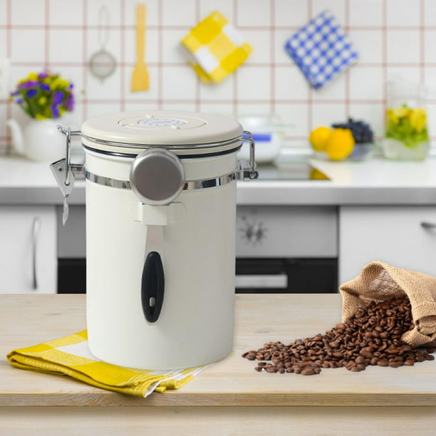  Recipiente de café hermético – Contenedor de café de acero  inoxidable sellado al vacío para café, azúcar, té, grano (4 tamaños) (S) :  Hogar y Cocina