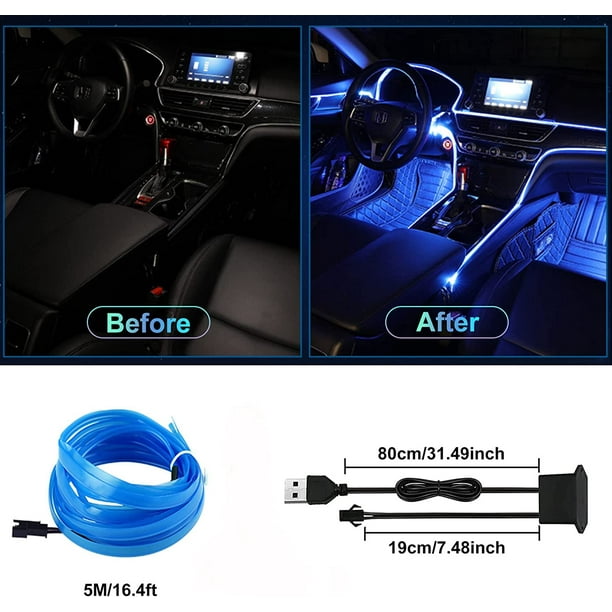 Luces interiores del coche, tira de luz LED para coche de 5 m
