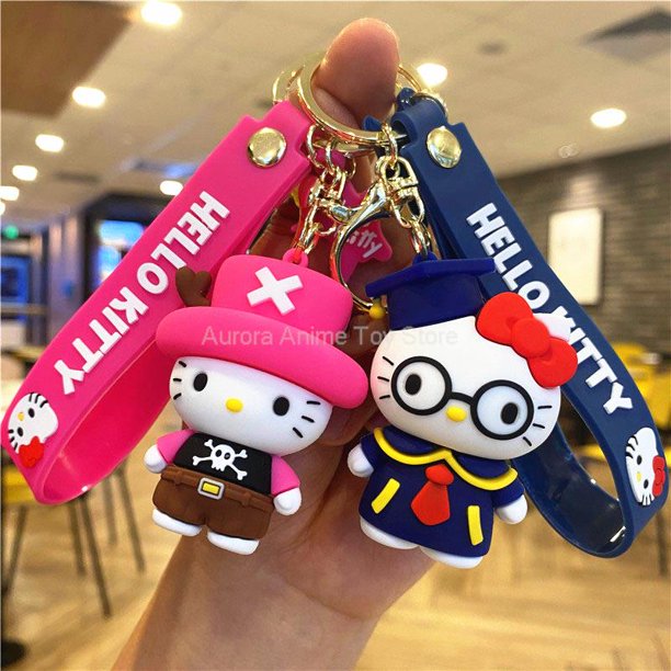 Sanrio lindo llavero de muñeca, figuras de Anime, disfraz de Hello Kitty,  cambio de accesorios, colgante de coche, llavero de bolsa, regalos de