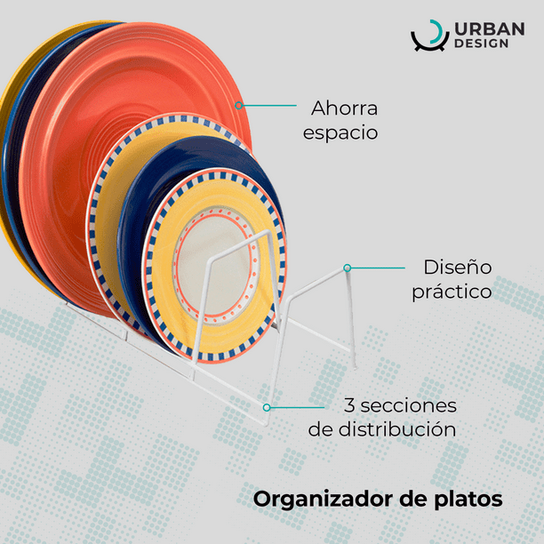 Organizador de Platos para Cocina Urban Design, Blanco blanco Unitalla  Urban Design Organizador de Platos