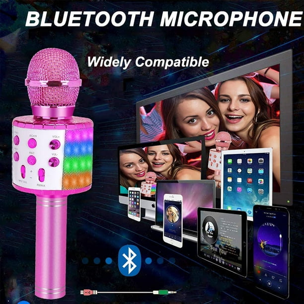 Micrófono de Karaoke para Niña: 7 8 9 10 Años Niña Regalos, Niña Juguetes  Edad 3 4 5 6, Micrófono de canto inalámbrico Bluetooth con luz  LED, Cumpleaños para niña niño (rosa) WD.WDQZL Hogar
