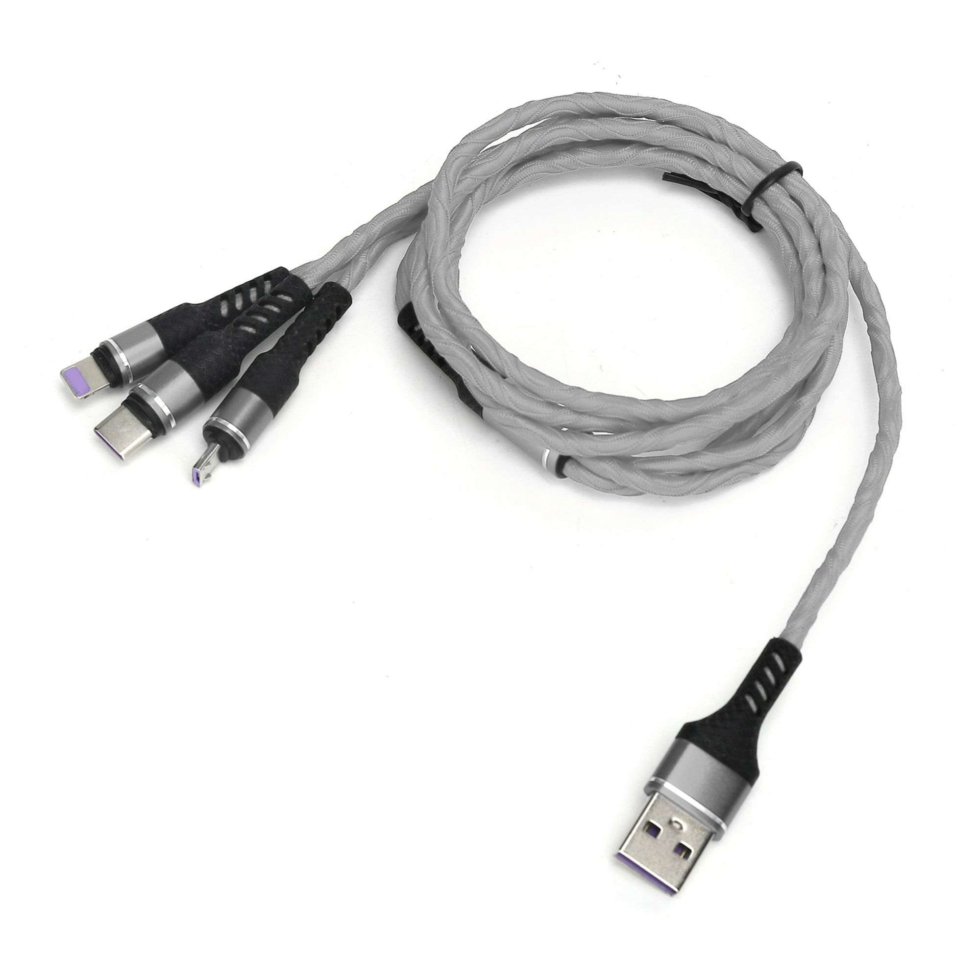 Cable USB 3 en 1, cable portátil rápido de cargador múltiple cable