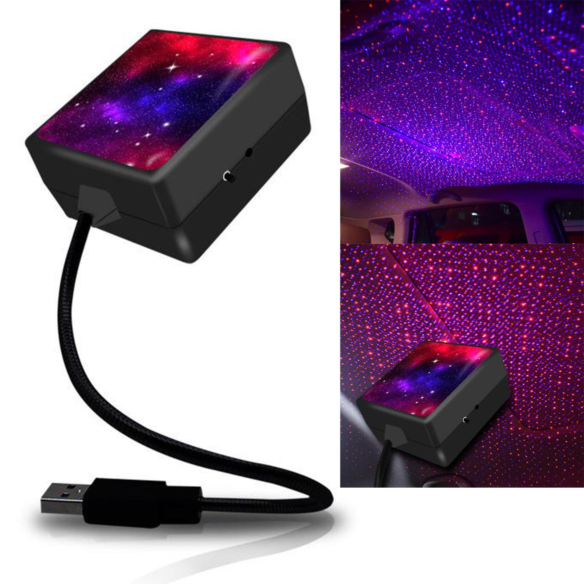 2x Usb Led Coche Interior Techo Atmósfera Estrella Noche Luz