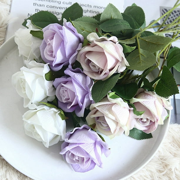 Flores artificiales de seda para decoración del hogar, ramo de ramas largas  de rosas para boda