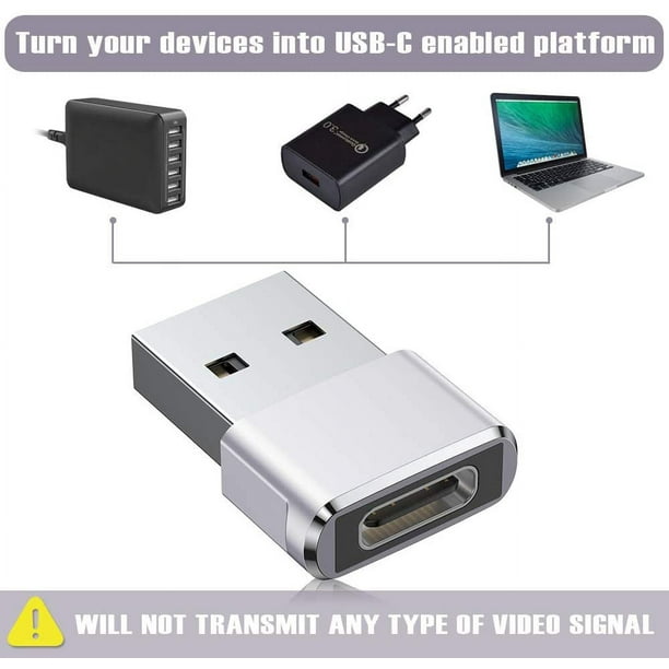 Adaptador USB a USB C, paquete de 2, convertidor USB C hembra a A