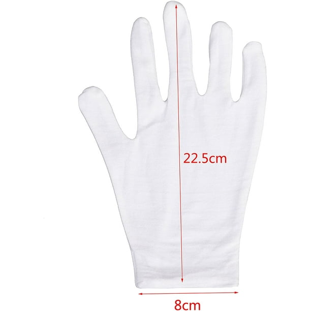 12 pares de guantes de algodón blanco, suaves y transpirables para  inspeccionar joyas---- Sincero Electrónica