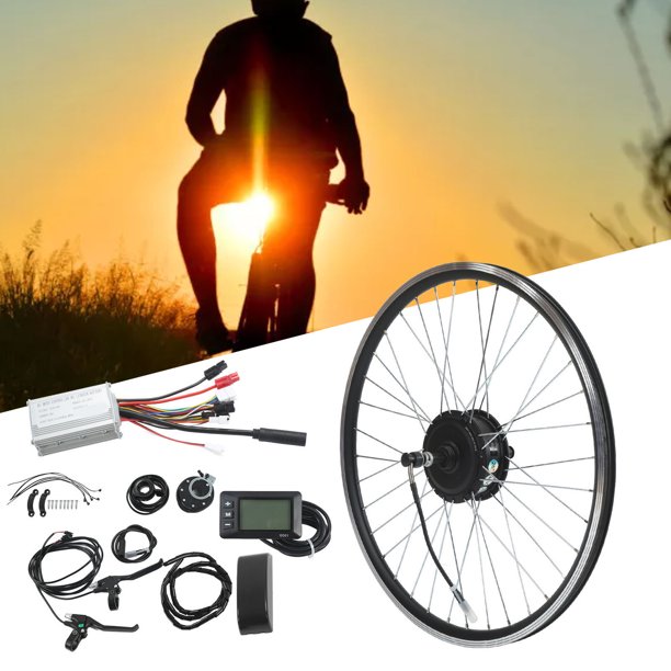  Kit de conversión de rueda de bicicleta eléctrica para motor de  cubo, controlador de motor inteligente, modificación de rueda delantera,  con pantalla LCD, kit de conversión de bicicleta eléctrica con controlador