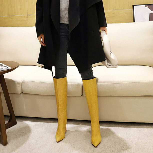 Botas de moda de grande para mujer, de tacón alto de tubo de otoño, botas puntia Wmkox8yii | Walmart en línea