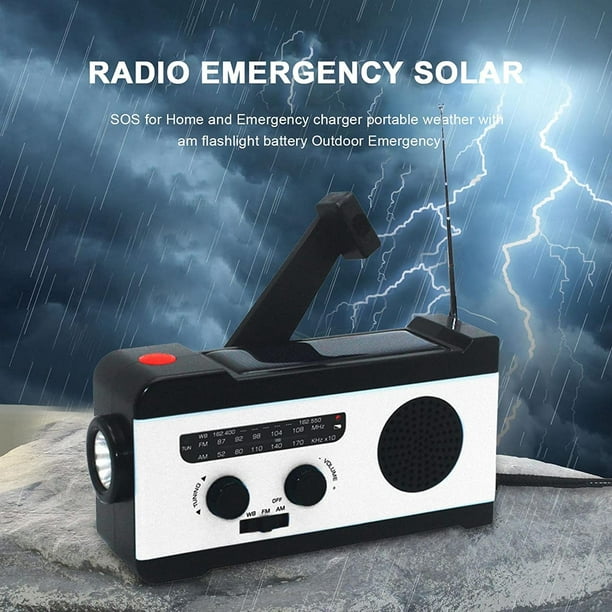 Radio solar Radio de emergencia Radio meteorológica con linterna LED - Radio  de manivela portátil AM JFHHH pequeña