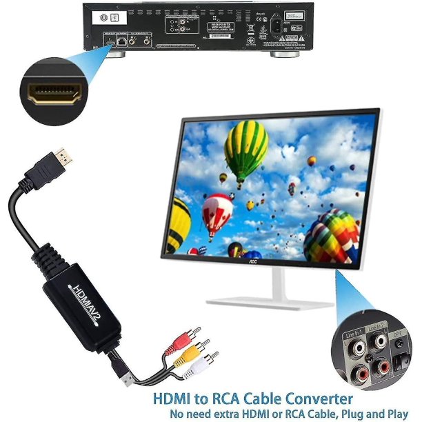 Rca Convertidor, Av 3rca Cvbs Compuesto Video Audio Convertidor