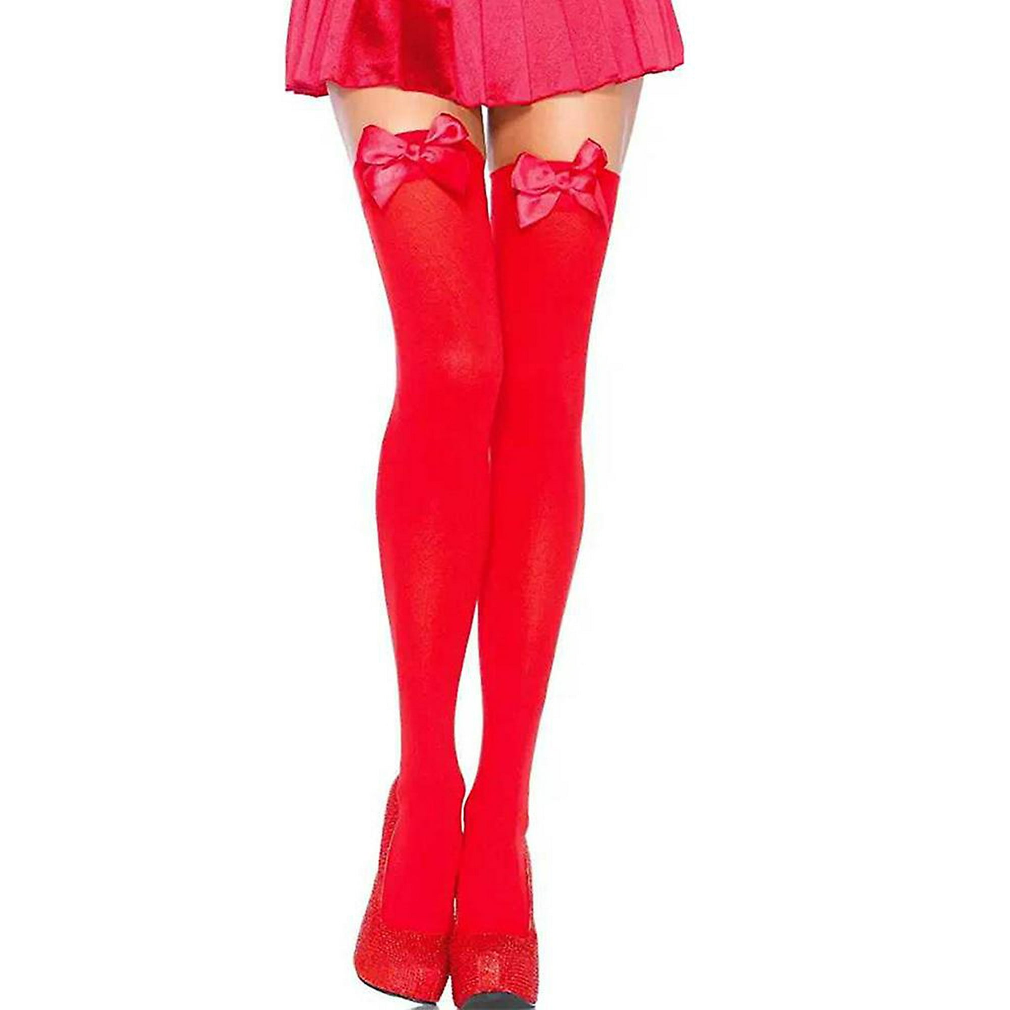  Hsakess - Calcetines altos hasta el muslo para mujer, medias  largas para botas, disfraz de cosplay, medias semiopacas sobre la rodilla  para niñas, color rojo : Ropa, Zapatos y Joyería