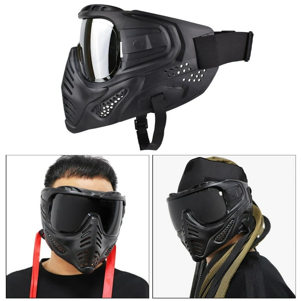 Casco táctico de airsoft con máscara facial completa de paintball con 4  pares de gafas negro