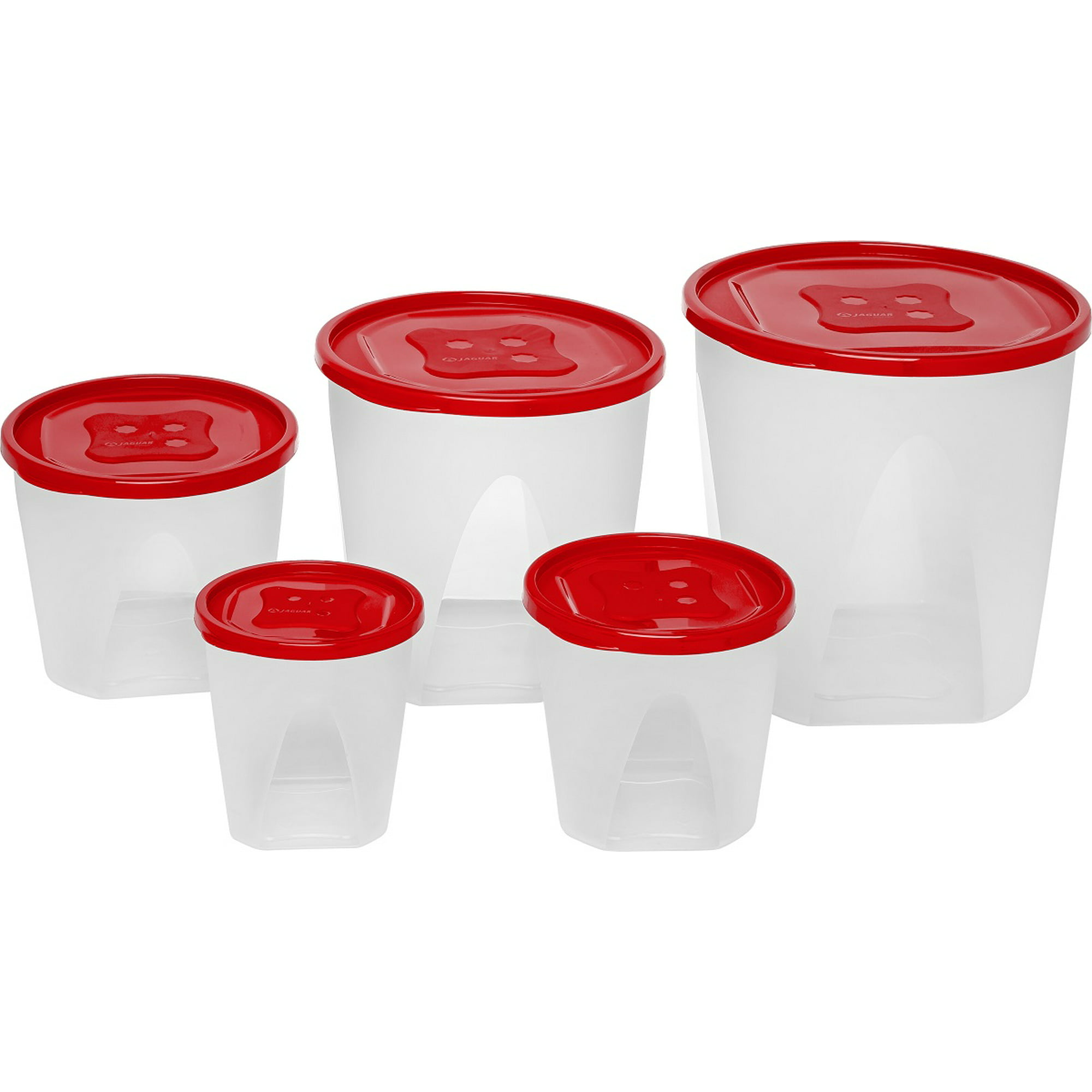 Juego de 3 Contenedores recipientes para alimento con tapa en Plástico  libre de BPA Jaguar Plásticos Articulo de Cocina