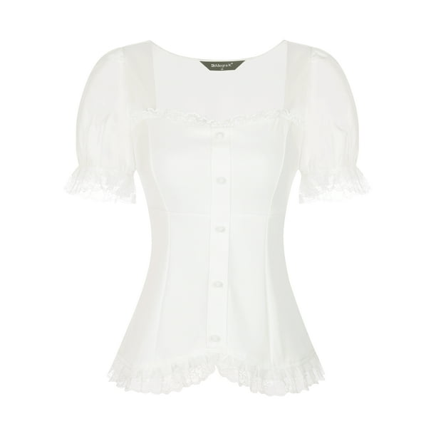 Camisa victoriana para mujer con cuello en forma de coraz n y