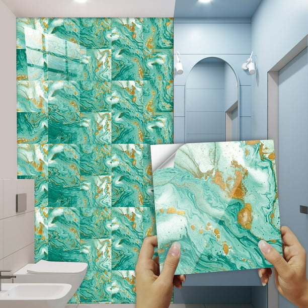 Azulejos Adhesivos 40 Pz 10x10 Cm Mosaicos Cocina Baño Verde