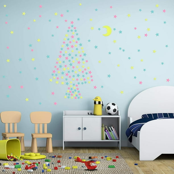Pegatinas de pared de estrellas luminosas, decoración de techo fluorescente  para habitaciones de niños, habitaciones de bebés o fiestas