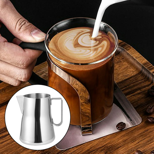 MHW-3BOMBER Latte Art - Jarra de espuma de leche de 12 onzas, jarra de  espuma de leche con boquilla redonda, jarra de café expreso, jarra al  vapor