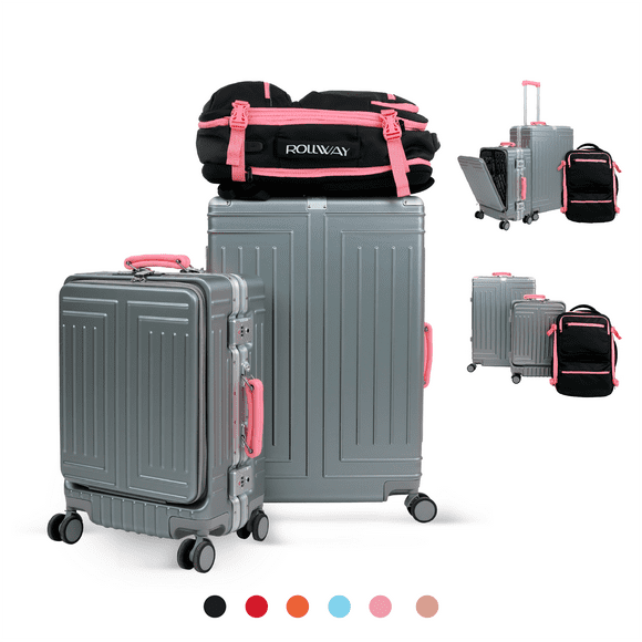 set de 2 maletas premium 20 y 26 pulgadas  mochila de viaje equipaje de mano rollway rwlu03