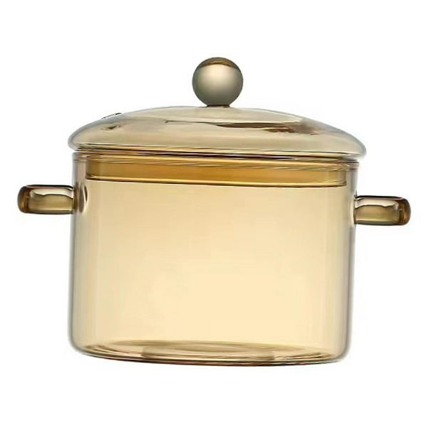 Ollas de vidrio para cocinar en estufa cacerola de vidrio resistente al  calor olla de vidrio a fuego lento con tapa para pasta fideos sopa leche