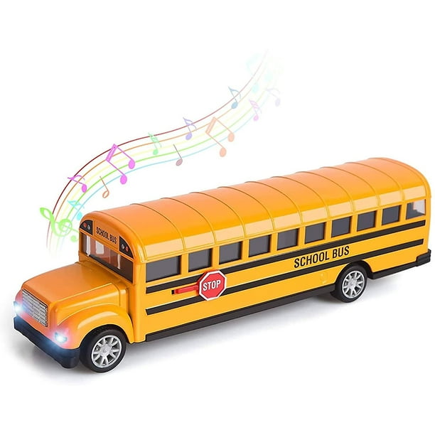  Juguete de autobús escolar de alta tecnología con luz de sonido  para niños, engranaje de simulación para volante, autobuses de tracción,  educación, regalo para niños y niñas de 3, 4, 5