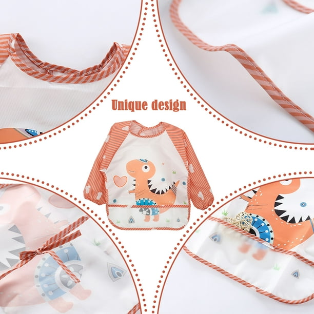 Pack de 3 baberos impermeables de manga larga para bebé con delantal de  cobertura total con bolsillo 9-36 meses Zhivalor BST3044016-4