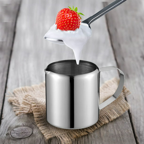  Wolltoll Jarra espumadora de leche de 11.8 fl oz bien hecha,  taza espumadora de leche de acero inoxidable, jarra de crema fácil de  limpiar, jarra de leche de 12 onzas para