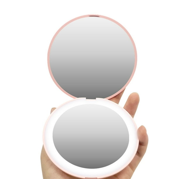 Espejo de tocador de maquillaje con aumento 10x con luces, luz de aumento  cosmético de mano portátil JAMW Sencillez